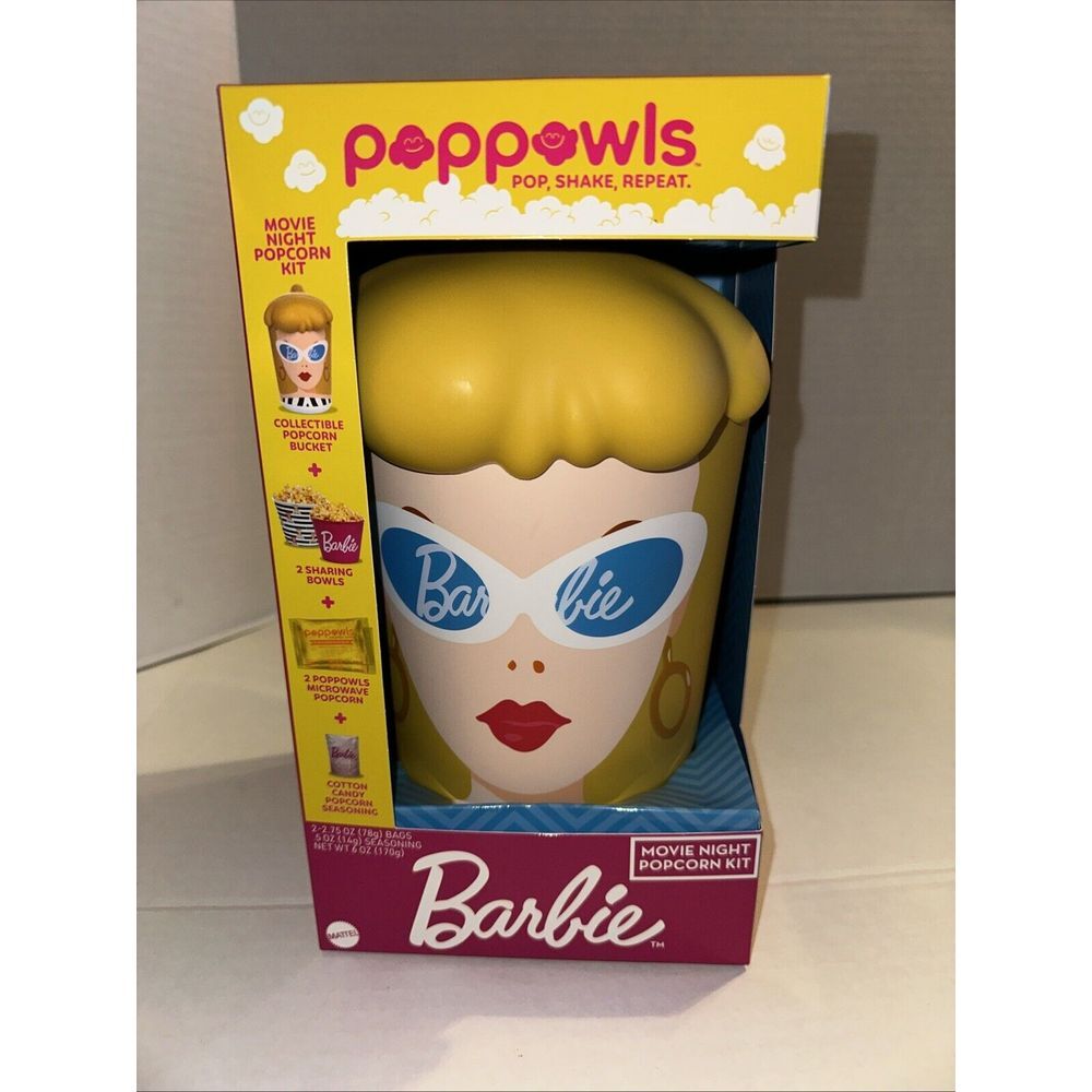 POPPOWLS Barbie RETRO Collectible Popcorn Bucket Bowls Movie Night NEW